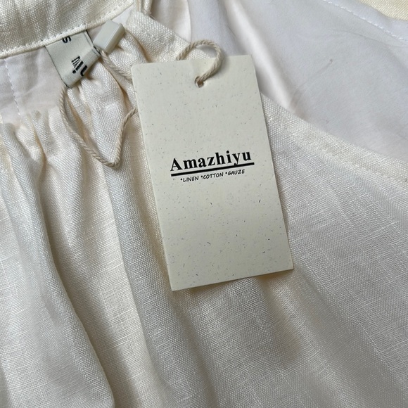 Cream Linen Halter Dress - Picture 8 of 9